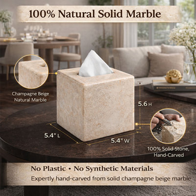 Natural Beige Marble Square Tissue Box Cover