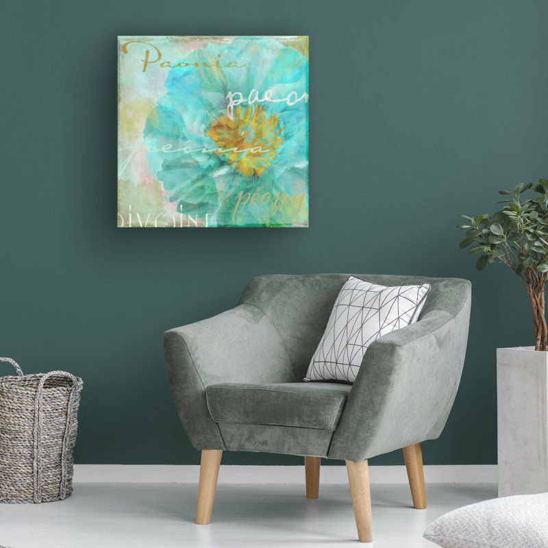Art sur toile pivoine bleue, H 14 po x l 14 po