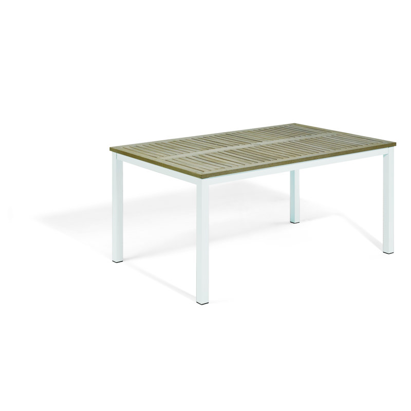 Travira Outdoor Dining Table, Chalk, Natural Tekwood