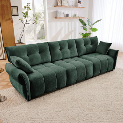 Cet ensemble de canapé à 3 places, avec 2 coussins, possède une structure en bois massif, une housse en chenille texturée, des coussins à rebond élevé, idéal pour les salons, les appartements, les salons, en vert