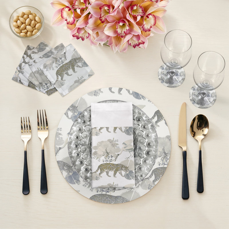 Sous-verres ronds en cuir Leopard Walk Cameo, Camée
