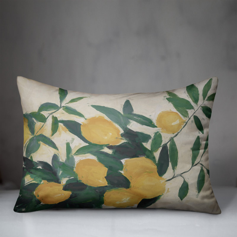  Painterly Lemons Rectangular Pillow Cover & Insert