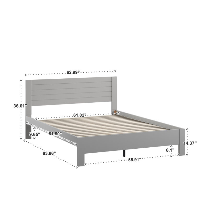 Lit plateforme Ayaan, Gris givré, Reine