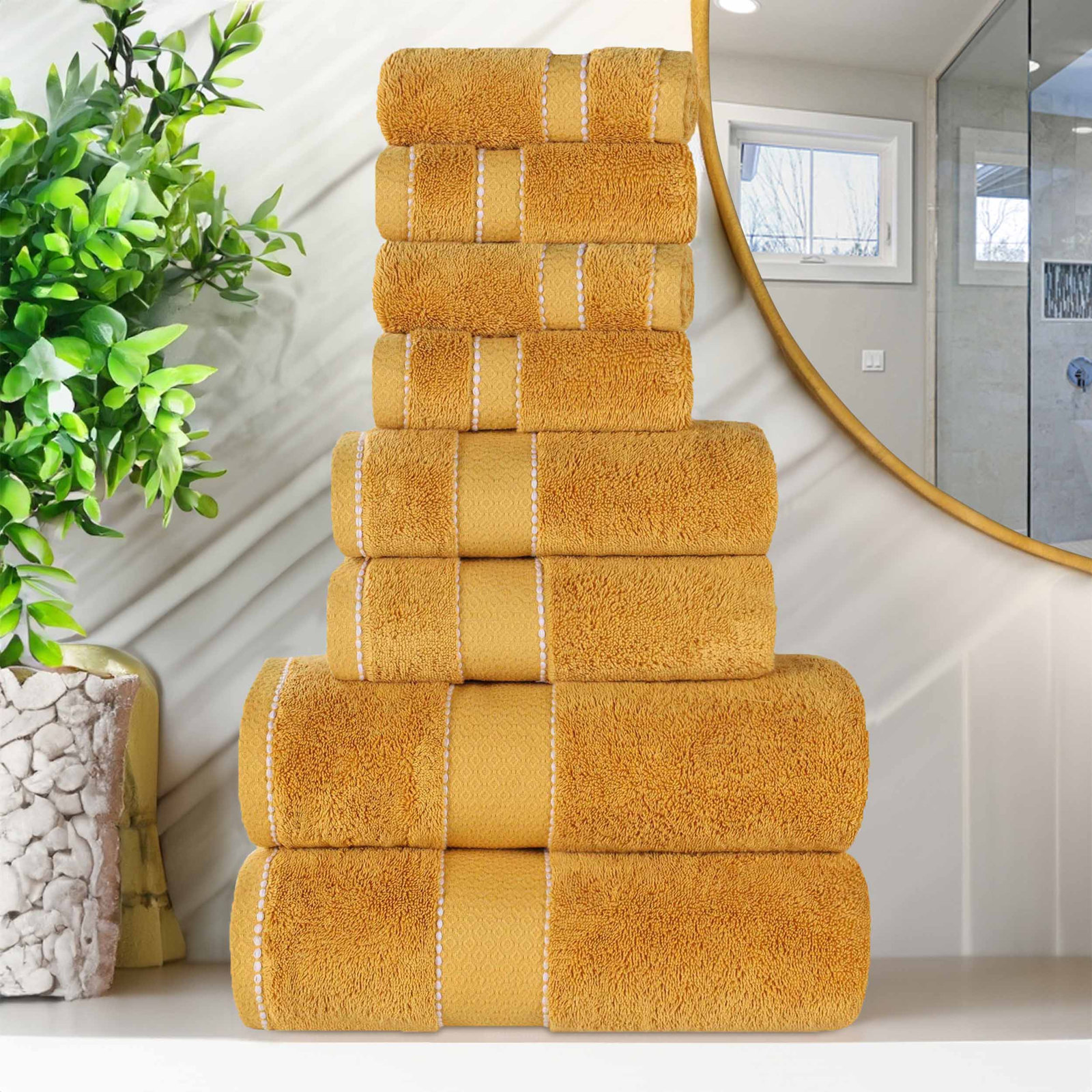 Niles 8-Piece Giza Cotton Towel Set, Gold