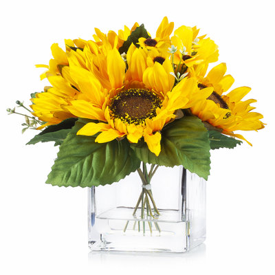 Faux Silk Sunflowers Arrangement in Vase