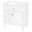 Meuble-lavabo de 30 po avec lavabo, armoire de salle de bain autoportante blanche avec tiroir rabattable et tablette réglable, structure en bois d'hévéa massif, panneaux de fibres à densité moyenne et poignées en métal-499378163-499378164