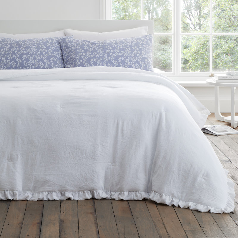 Soft Washed Frill Bedspread, White