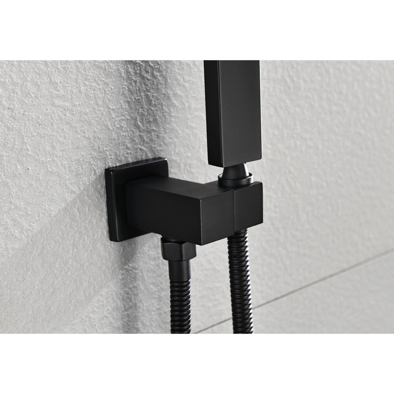 12" Shower - Dependable Bathroom Fixture Matte Black Ceiling Mount, Brass & Sus304, Enjoy Powerful Shower,, Matte Black