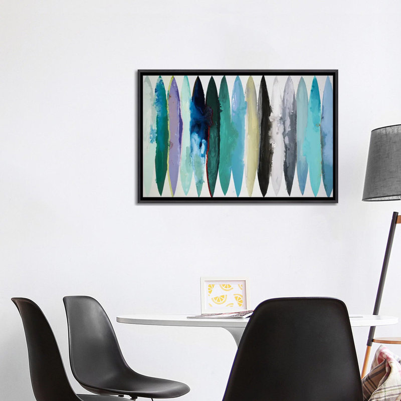 «Even Flow - Cool Colors» par Randy Hibberd, H 26 po x l 40 po, Cadre flottant noir