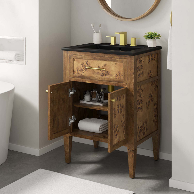Modway Elysian Single Bathroom Vanity with Top, Brown, Black