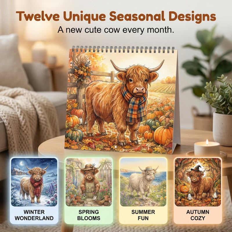 Polyester witch hat 2027 Cute Cow Calendar