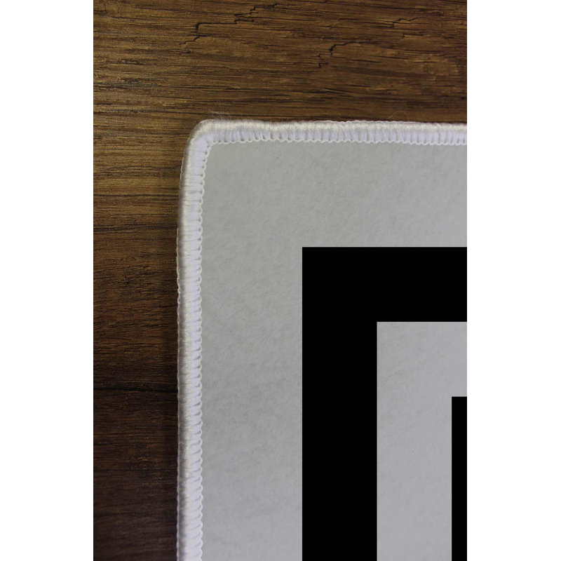 Tapis noir / gris en polyester tissé à la machine Jasso, Rectangle 4 pi 7 po x 7 pi 3 po