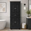 Armoire de rangement haute pour salle de bain avec étagères réglables, tiroirs, 4 portes et poignée en métal-43617836