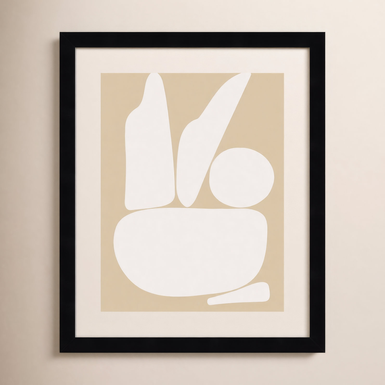 Zen Rock Garden Neutral Print, Black Framed, 17" H x 14" W