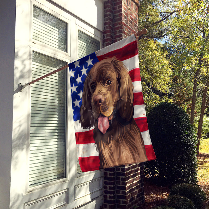 Polyester à 2 côtés 28 x 40 po drapeau maison, Épagneul du Sussex