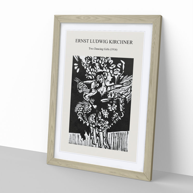 Two Dancing Girls by Ernst Ludwig Kirchner - Picture Frame Painting, Oak Framed, 48cm H x 36cm W x 2cm D