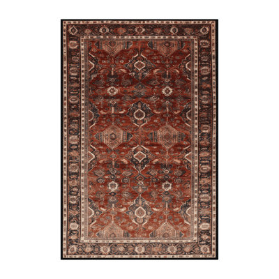 Machine Washable Persian Black Area Rug