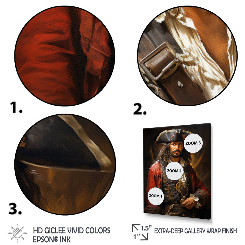 «Pirate Rogues Regalia Portrait I - Pirate», reproduction d'art sur toile, H 32 po x l 24 po x P 1 po, Toile tendue