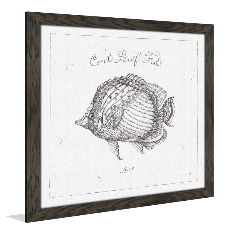 " Underwater Life VI ", 31.5" H x 31.5" W x 1" D, Chocolate Distressed Framed