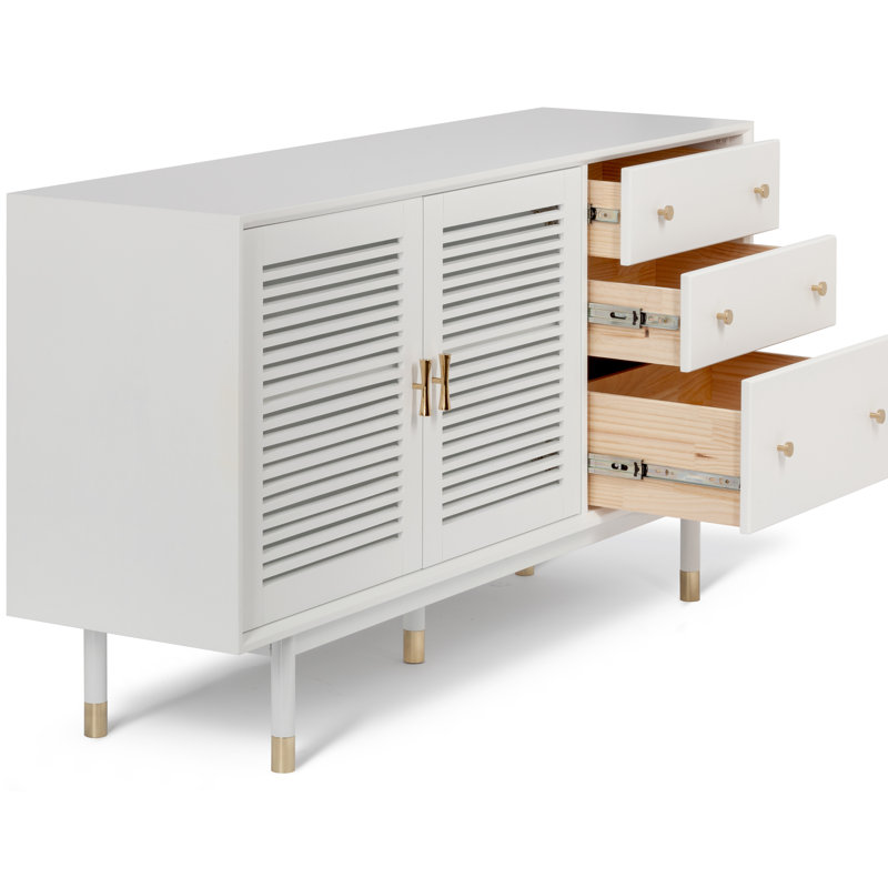 Meuble télé en bois massif pour téléviseur de 55 po ou moins Blaire, Blanc