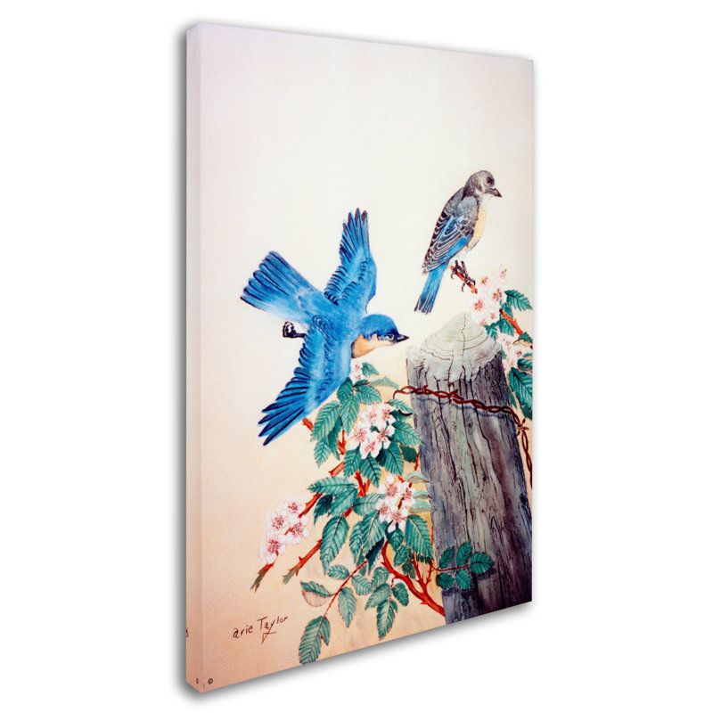 «Bluebirds» par Dugazon, reproduction sur toile tendue, H 19 po x l 12 po