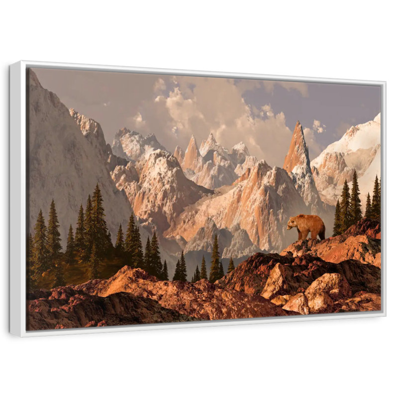 Rocky Mountain Bear, 19 po x 13 po, Cadre flottant blanc