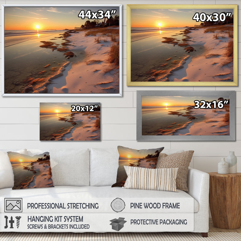 " Alabama Golden Hour At Gulf Shores I ", Wrapped Canvas, 24" H x 32" W x 1" D