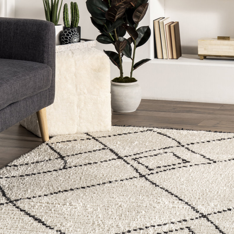 Frankie Bohemian Tasseled Shag Area Rug, Rectangle 5'3" x 7'6"