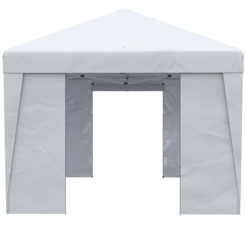Tente escamotable avec parois latérales 10 pi x 19,5 pi Outsunny, Blanc