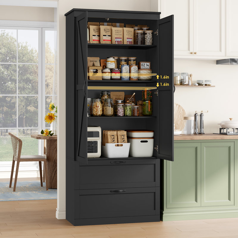 Bergeron 70.3'' Kitchen Pantry, Black