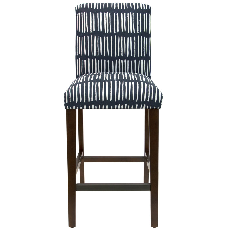 Tabouret de bar et de comptoir Hadrien, Tabouret de bar (siège d'une hauteur de 31 po), Bleu marine Dash, Espresso