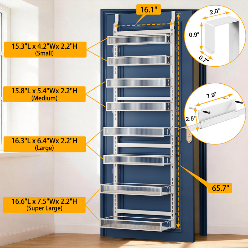 Support à épices avec panier réglable, Blanc, 8 Tier