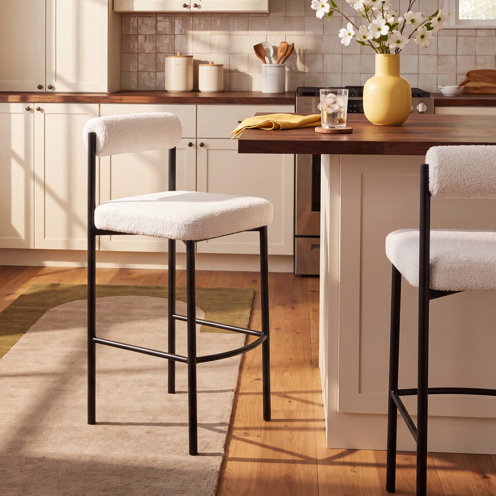 Livorno Bar and Counter Stool, Black, White, Bar Stool (29.9" Seat Height)
