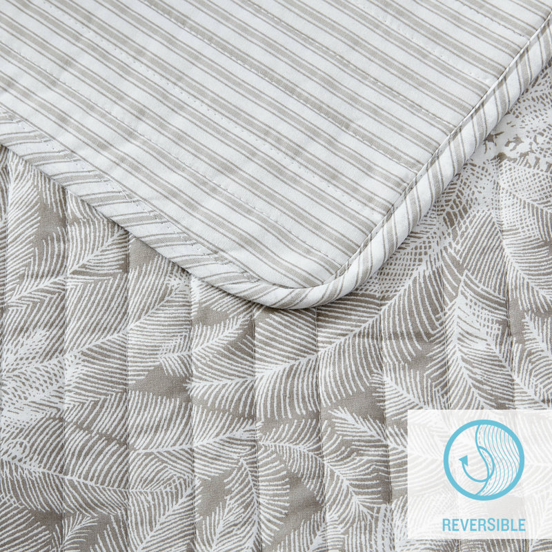 Makena Twin Brown Cotton Reversible Quilt Set