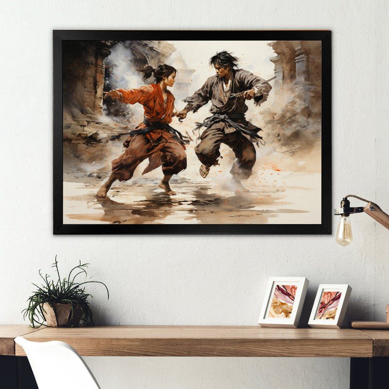 Marcetta China Art Kung Fu I - reproduction d'art, H 34 po x l 44 po x P 1,5 po, Cadre simple noir