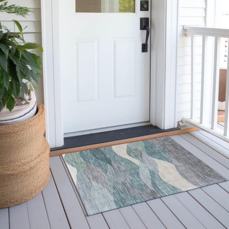 Machine Washable Indoor/Outdoor Jozwiak ACN2378 Coastal Rug, Rectangle 1'8" x 2'6"