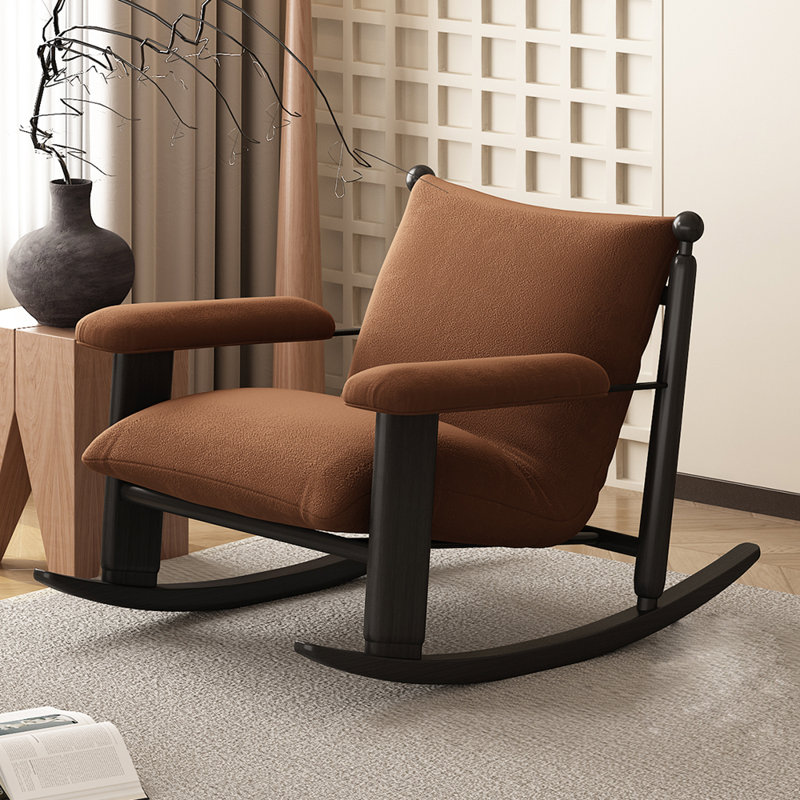 Chaise berçante rétro en bois massif Modern Home, Brun