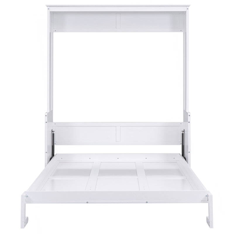 Grand lit escamotable avec tablette, blanc