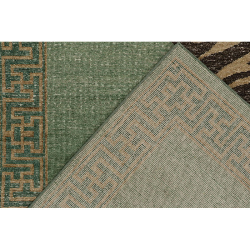 Distressed Homage Hand Knotted Wool Animal Print Area Rug, Runner 2'6" x 12'