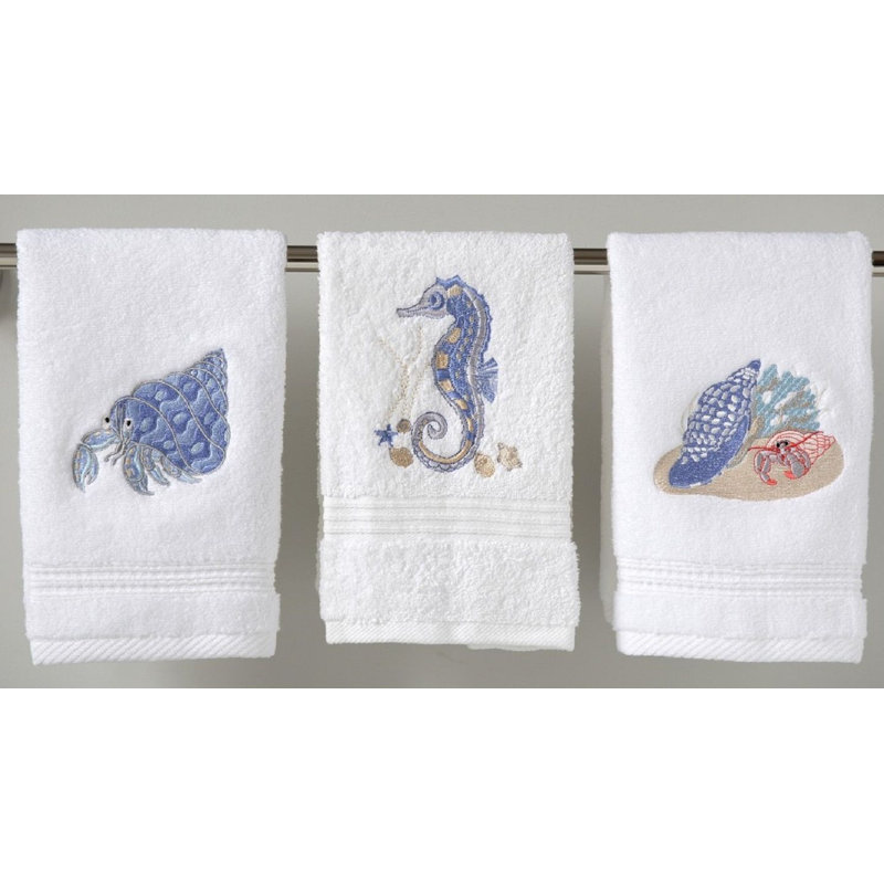 Fingertip Towel, White/Blue