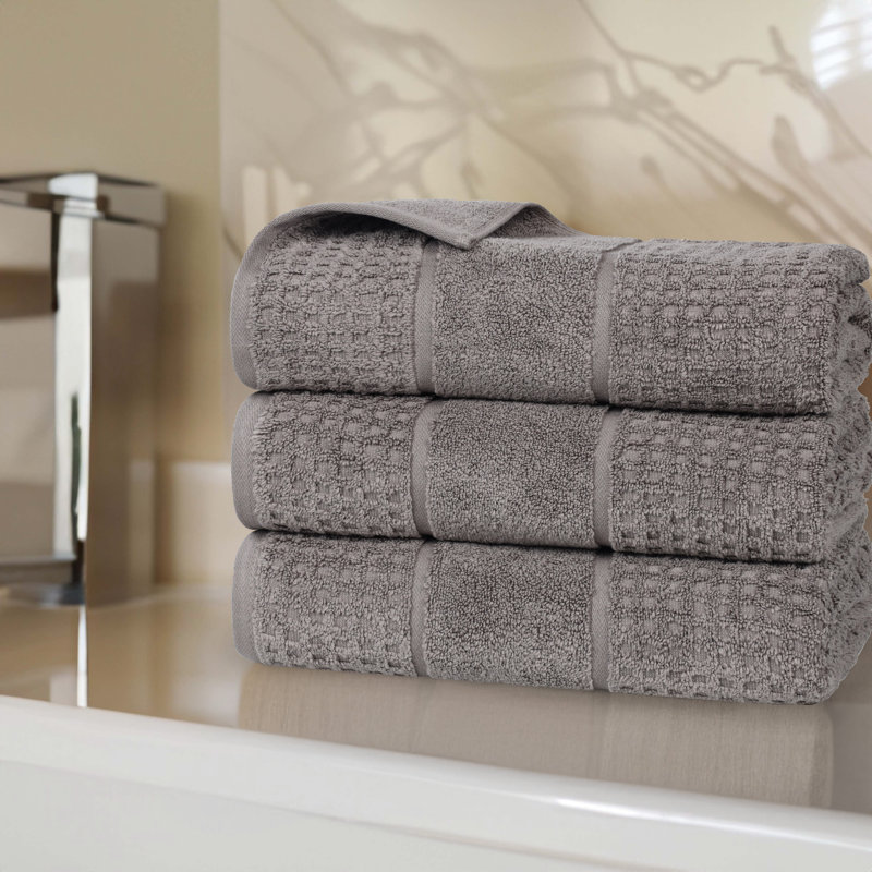 Serviette de bain 100% coton gaufré Hochman, Gris anthracite