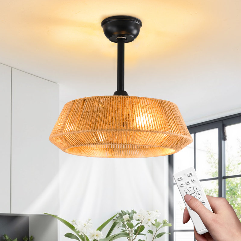 19'' Caged Ceiling Fan With 4 Lights Kit And Remote Control