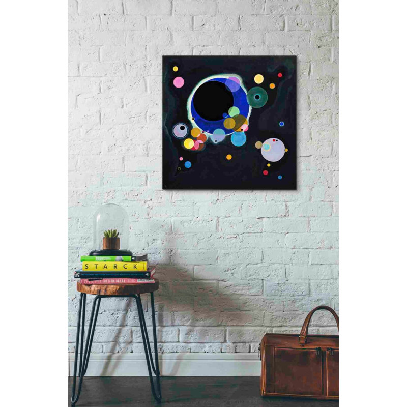 «Plusieurs cercles» par Wassily Kandinsky, art mural sur toile, H 26 po x l 26 po