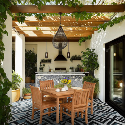 Ensemble bistro 5 pièces en bois de teck avec table carrée 35 po et 4 chaises d'appoint Abaco