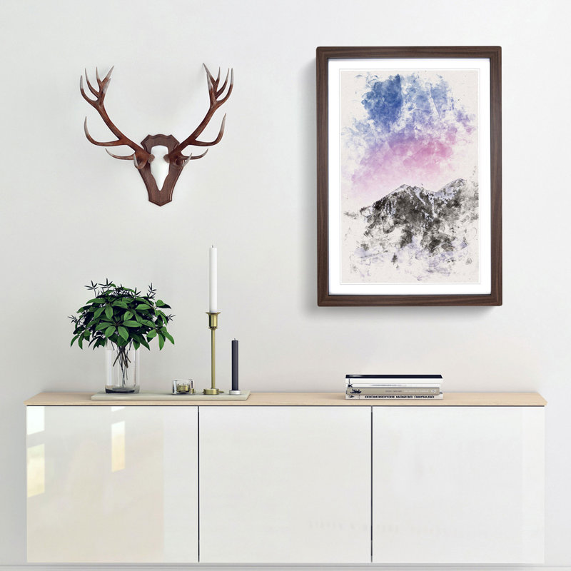 Mountains in Weissenbach Italy - Picture Frame Painting Print, 33cm H x 24cm W x 2cm D, Walnut Framed