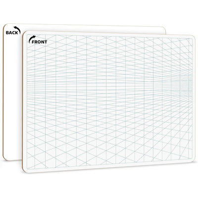 Scribbledo 2 Point Perspective Grid 11”x14” Large Graph Dry Erase Board Double-sided White Board Drawing Grid Lines Graphing Charts Whiteboard For Home School Classroom Teachers And Students