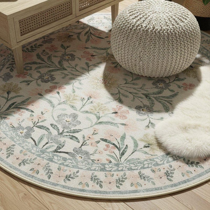 Tapis rond en coton Whispering Petals, Rond 4 pi 11 po