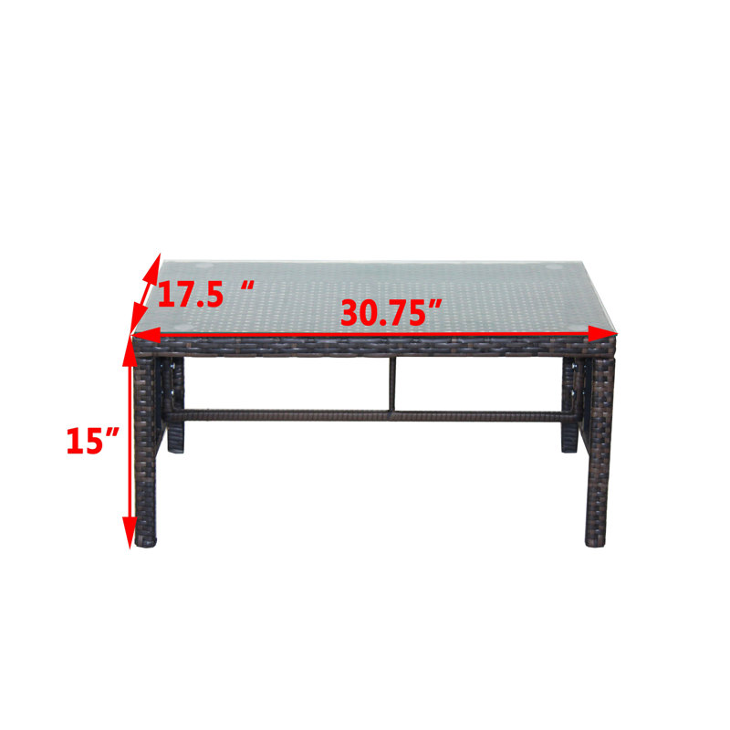 Table basse d'extérieur 1 table basse avec verre trempé transparent
