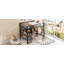 Lit mezzanine double en métal avec bureau intégré, garde-robe et tablettes