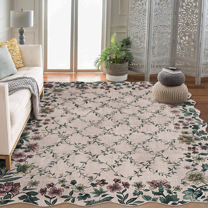 Tapis décoratif pour chambre à coucher, tapis rétro Boho, Rectangulaire 8 pi x 10 pi